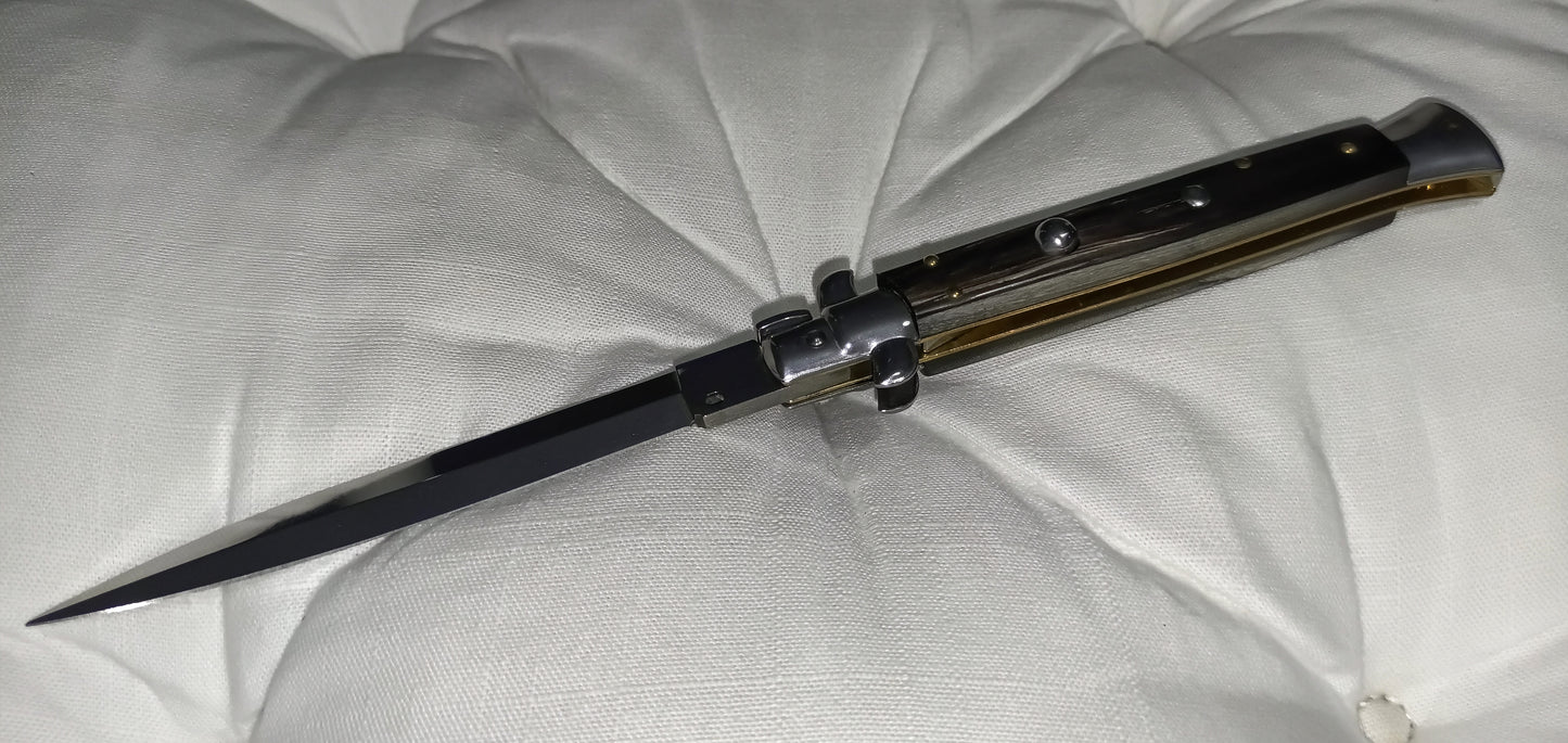 Stiletto automatico italiano - Corno di bufalo Daga version 28 cm