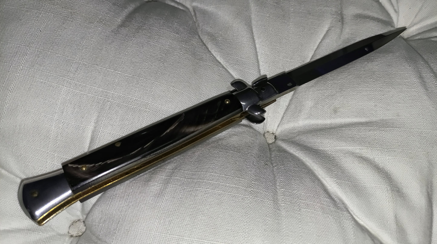Stiletto automatico italiano - Corno di bufalo Daga version 28 cm