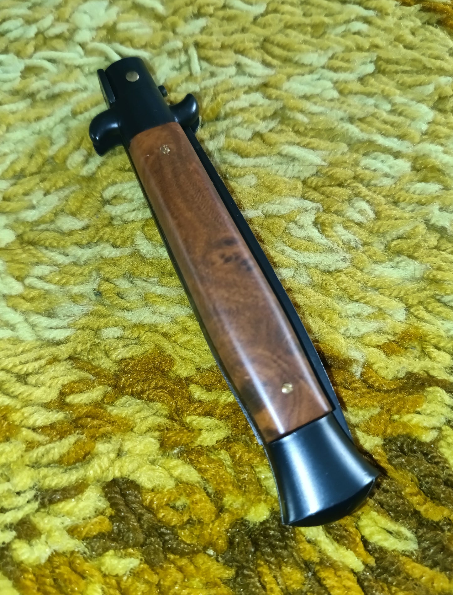Stiletto automatico italiano - Plexiglas + Brown / Black Blade version 23 cm