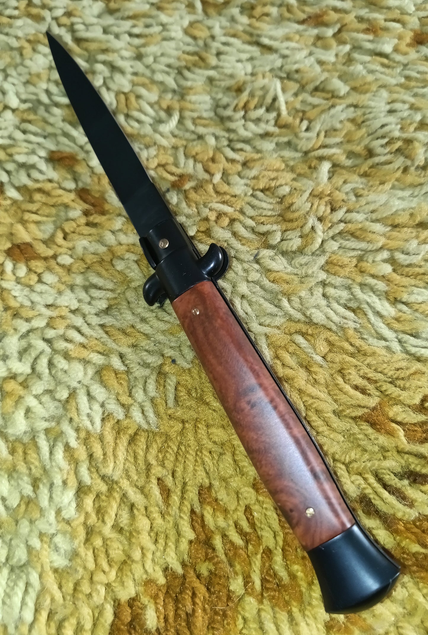 Stiletto automatico italiano - Plexiglas + Brown / Black Blade version 23 cm