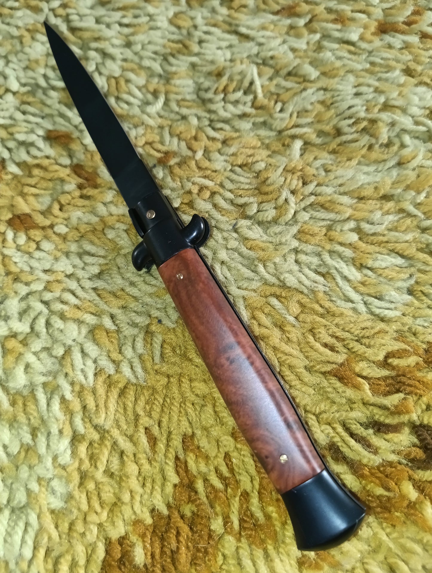Stiletto automatico italiano - Plexiglas + Brown / Black Blade version 23 cm