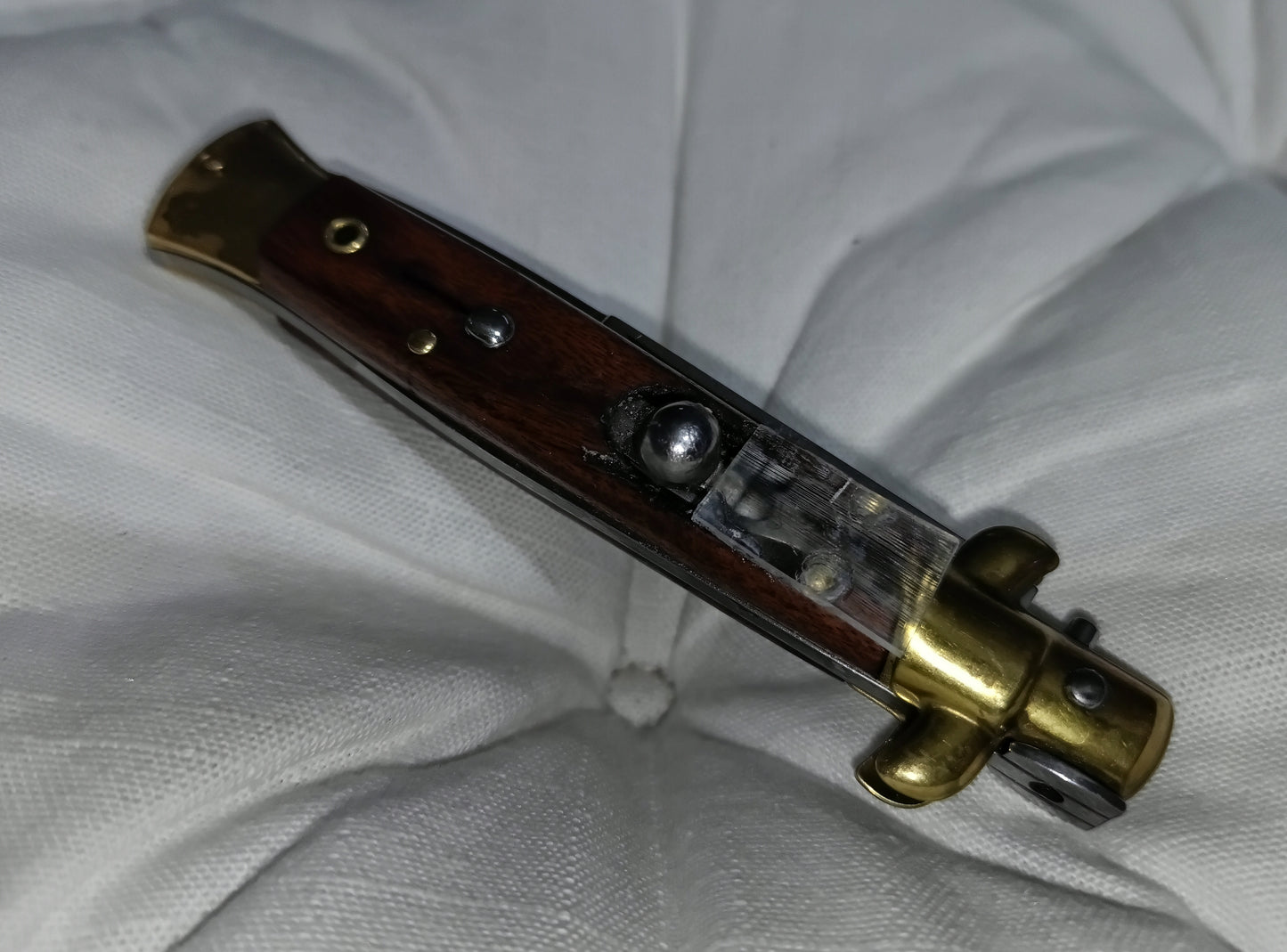 Stiletto automatico italiano - Vintage Wood version plexiglas cover 23 cm