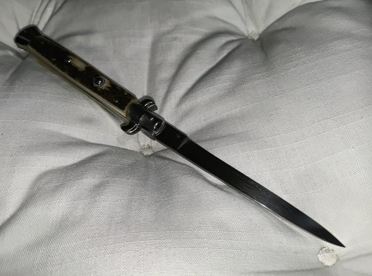 Stiletto automatico italiano - Manico in corno di Cervo Reale - Stag Horn handle version 28 cm