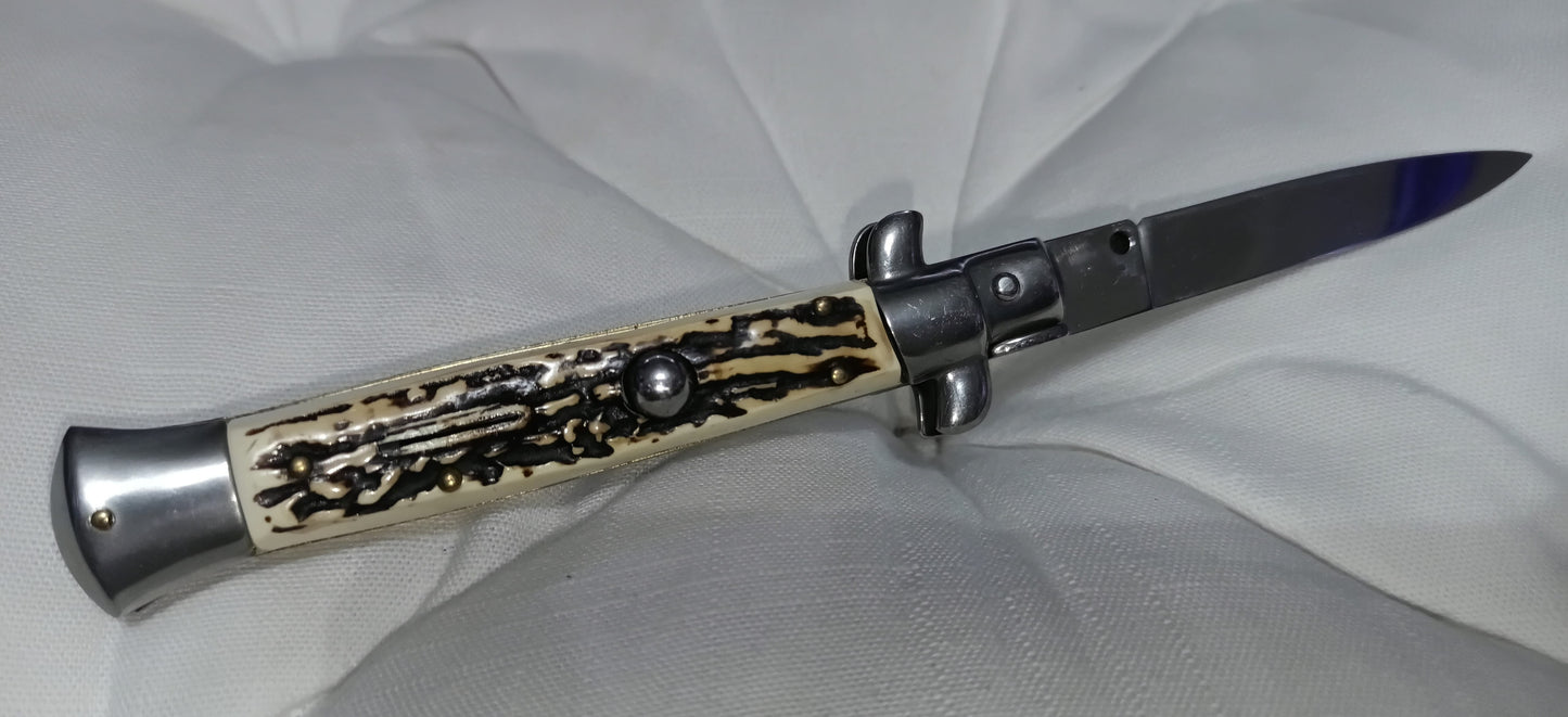 Stiletto automatico italiano - White and Brown version 21 cm