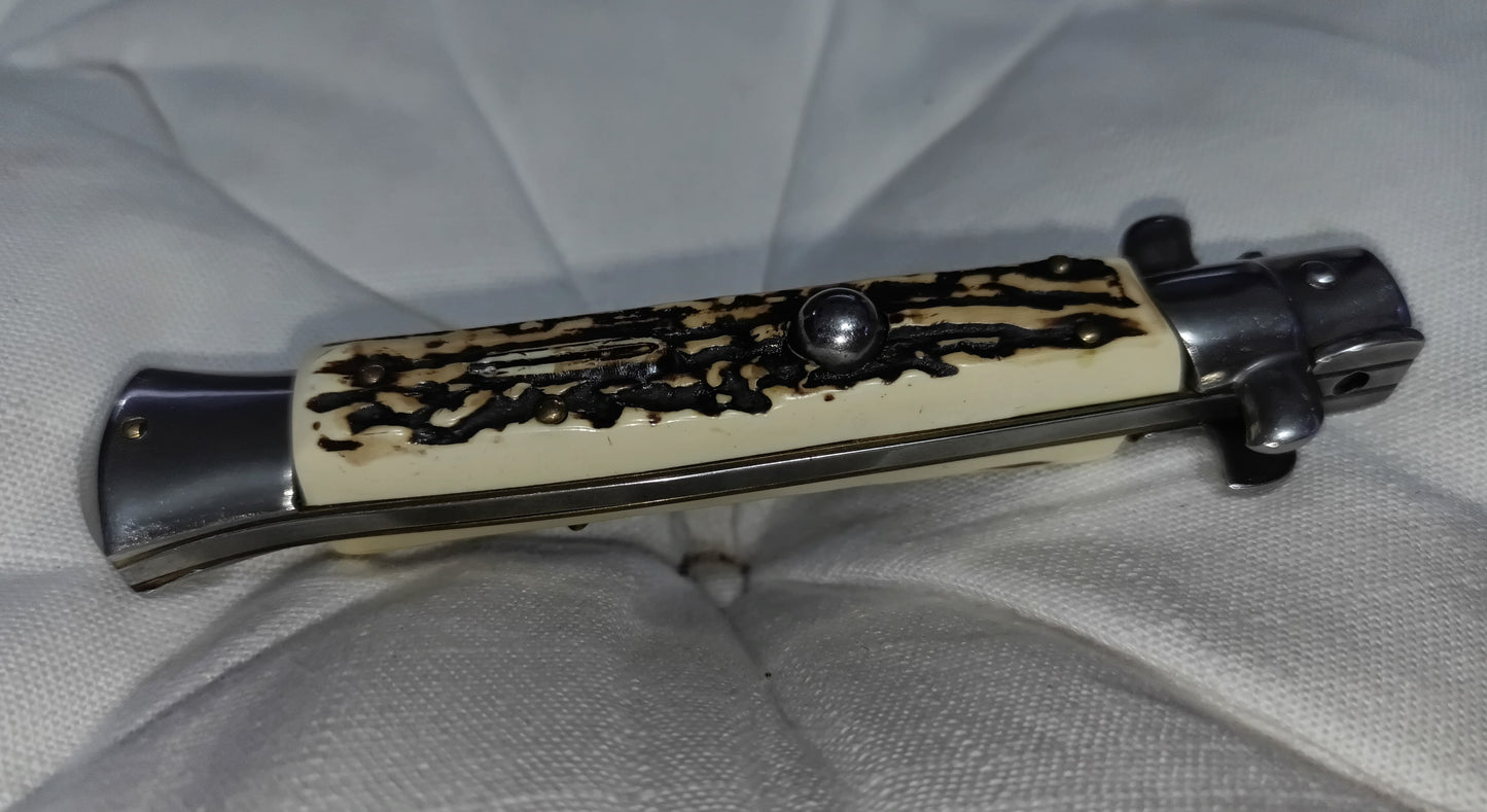 Stiletto automatico italiano - White and Brown version 21 cm