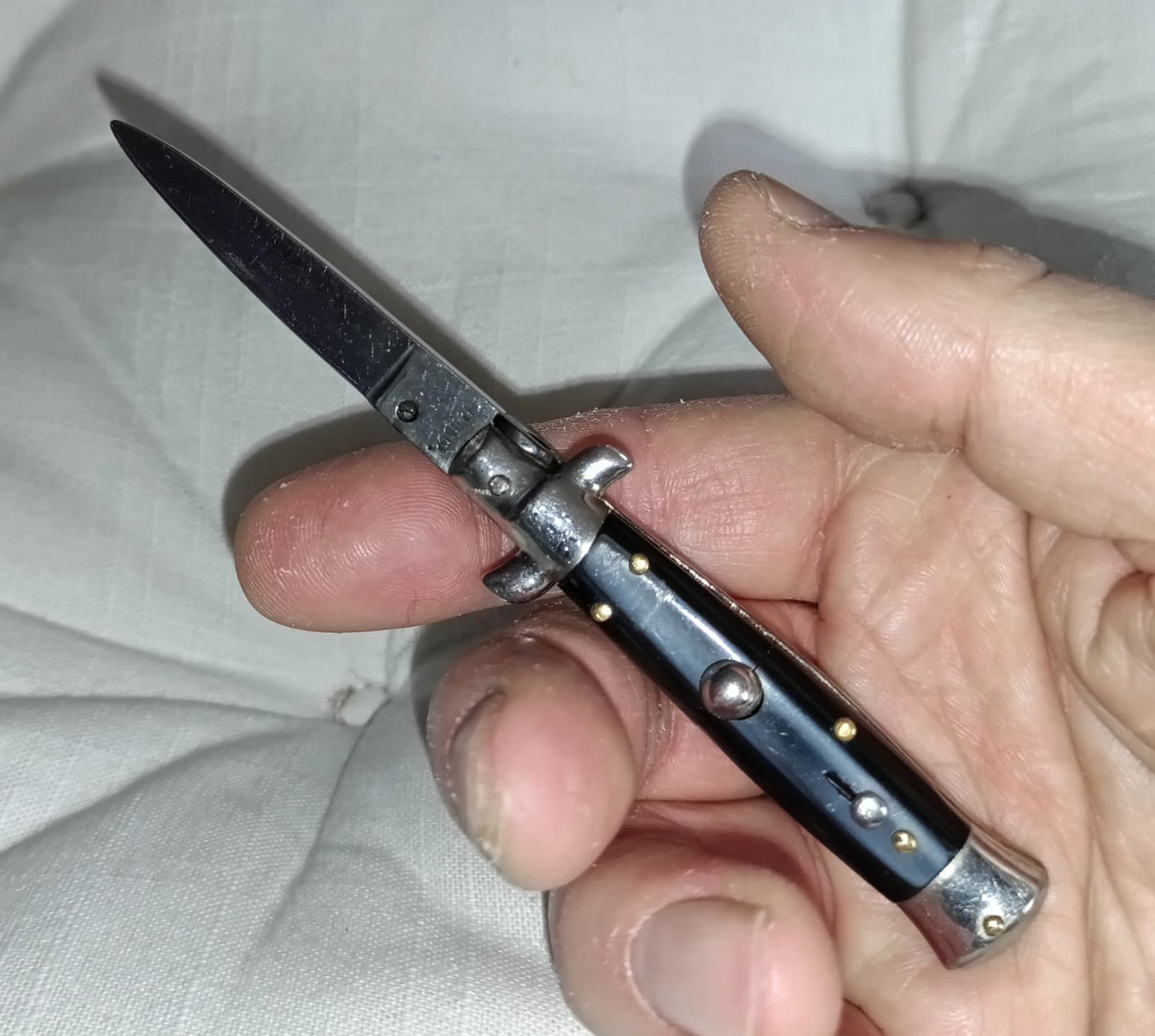 Stiletto automatico italiano - vintage Grey-Black handle version 14 cm (ricondizionato)